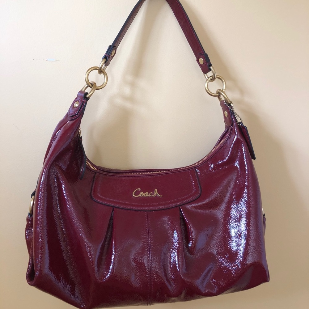 COACH Ashley Crimson Patent Leather Hobo